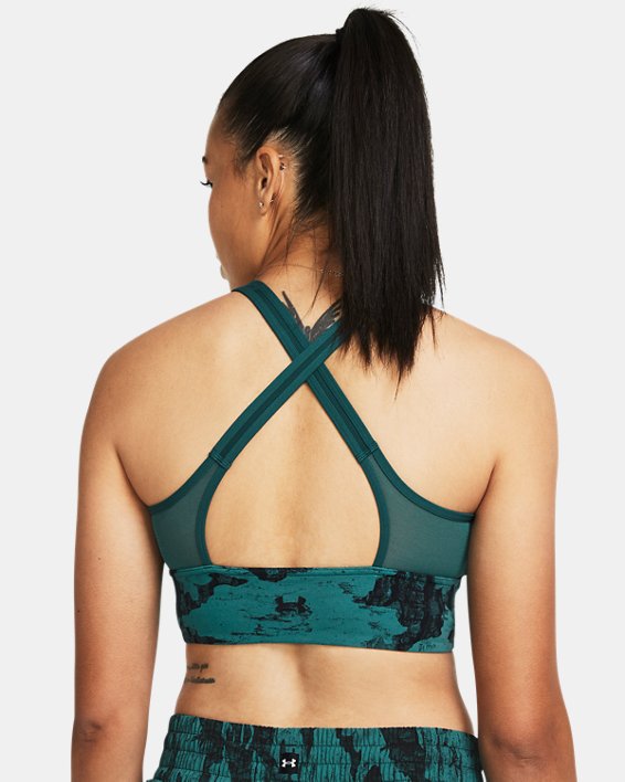Women's Project Rock Infinity Let's Go LL Printed Bra in Green image number 1